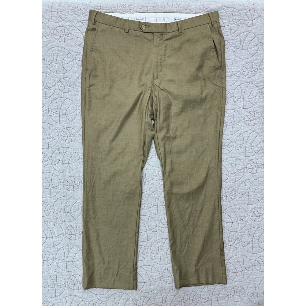 Santorelli Roma Dress Pants Tan Wool Loro Piana Fabric / Mens 40x31